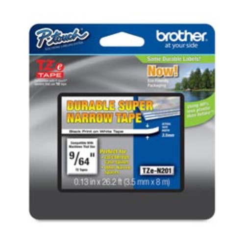 Brother - Nastro non laminato - Nero/Bianco - TZEN201 - 3,5mm x 8mt